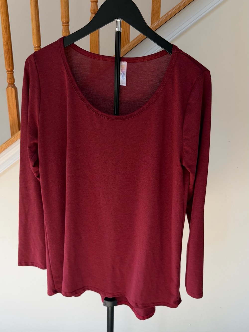 LuLaRoe Women's Wine Long Sleeve Scoop Neck Top
